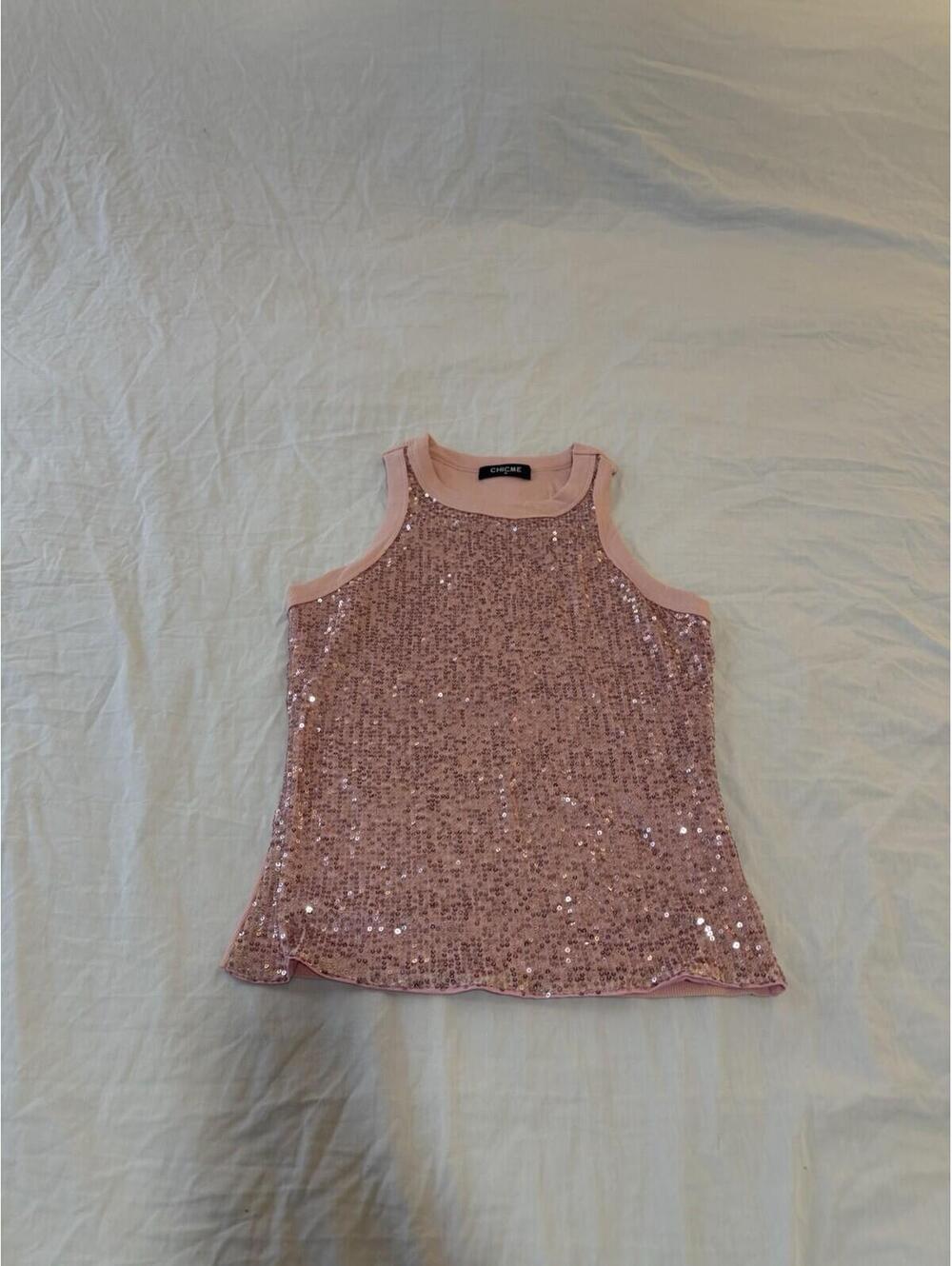 ChicMe Sequined Pink top Size Medium 170